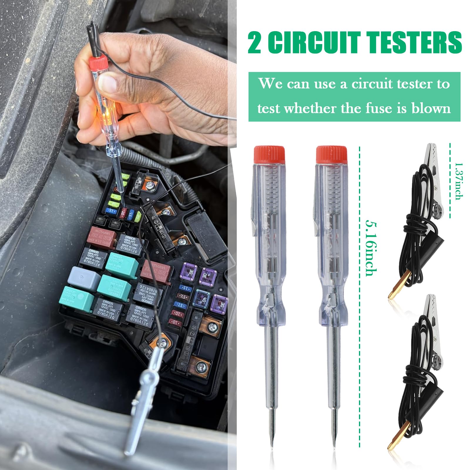 Kit assortito di fusibili per auto, 306 pezzi, kit di fusibili mini e standard a basso profilo per auto (35A, 30A, 25A, 20A, 15A, 10A, 7,5A, 5A, 2A), fusibili per Carro con tester per circuiti