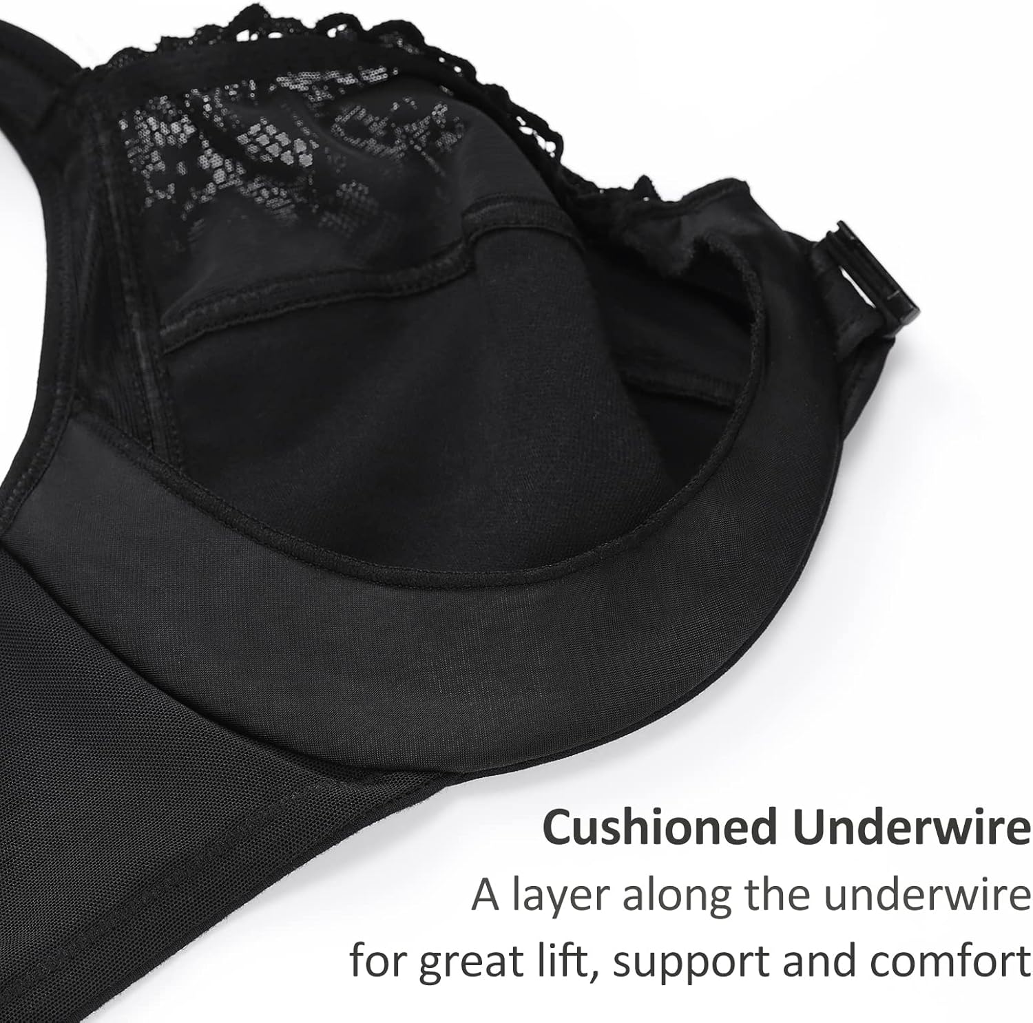 DELIMIRA Women's Front Closure Bras Plus Size Full Coverage Underwire Unlined Supportive Lace Bra - Image 3