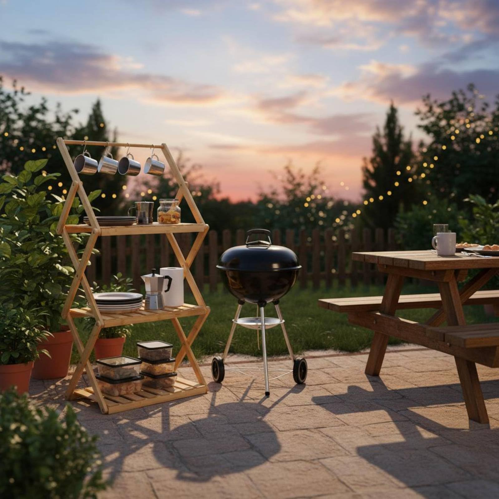 Meuble de Cuisine de Camping Multifonction Unité Cuisine Pliante Compact Support Rangement Pliable pour Pique-Nique
