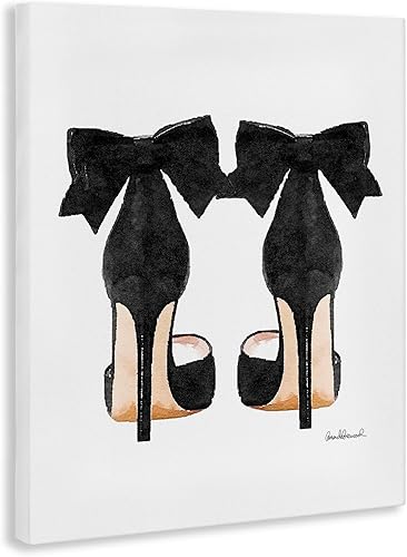 Miniatura 3 de Stupell Industries Glam - Zapatos de tacón con lazo negro de gran tamaño, arte de pared en lienzo estirado, fabricado con orgullo en Estados Unidos