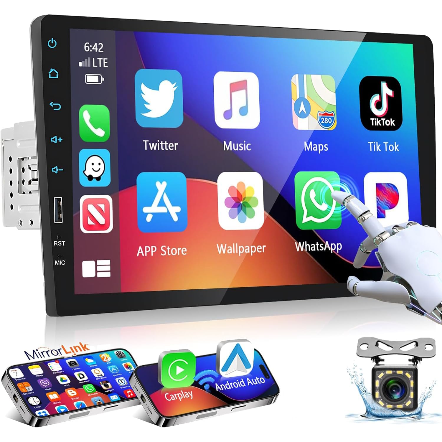 Amazon.com: 9 Inch Car Stereo Single Din Radio with Wireless Apple