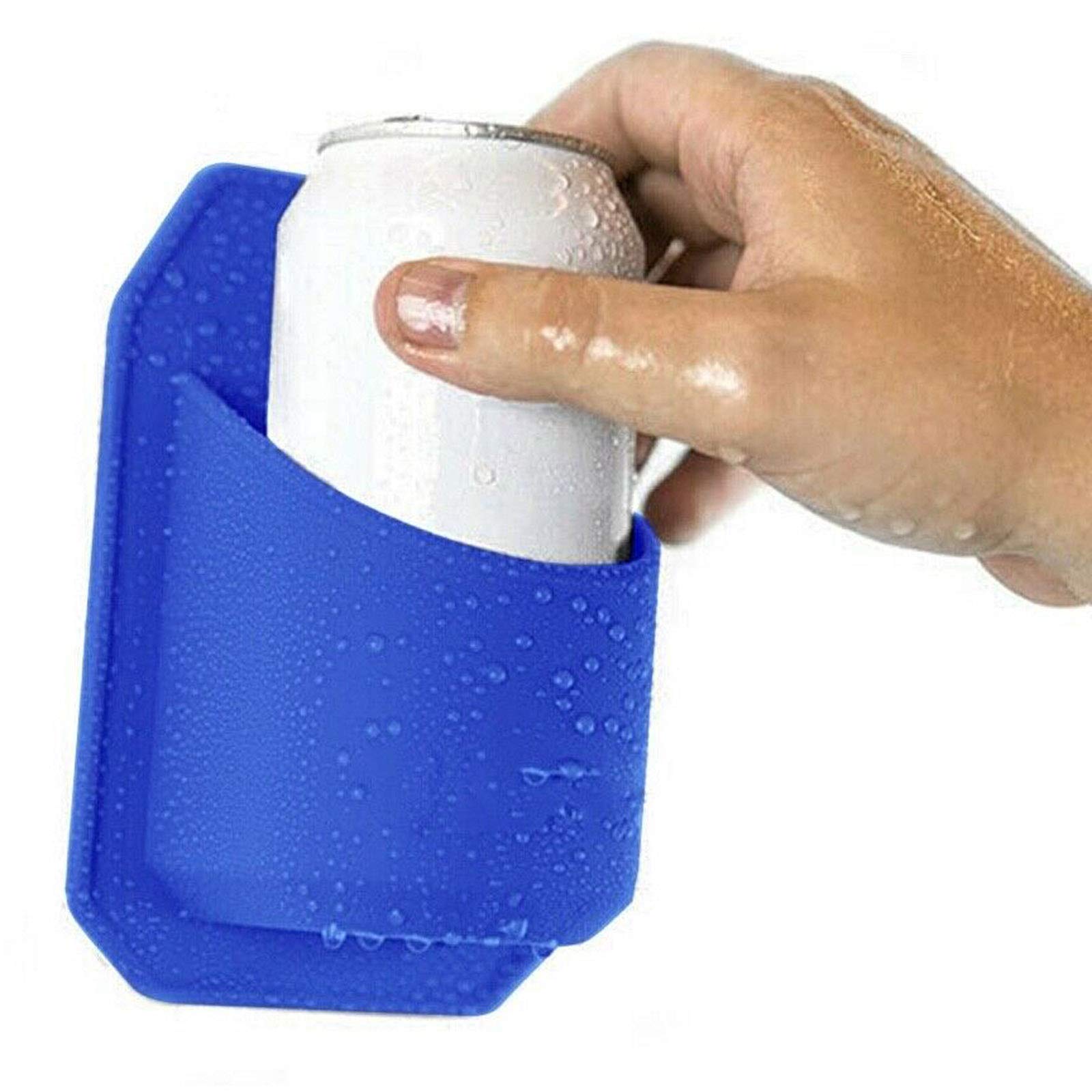 Shower Beer Holder for Cans Bottles, Stick on Glass or Mirror, Good Present for Drink Lovers (Blue)