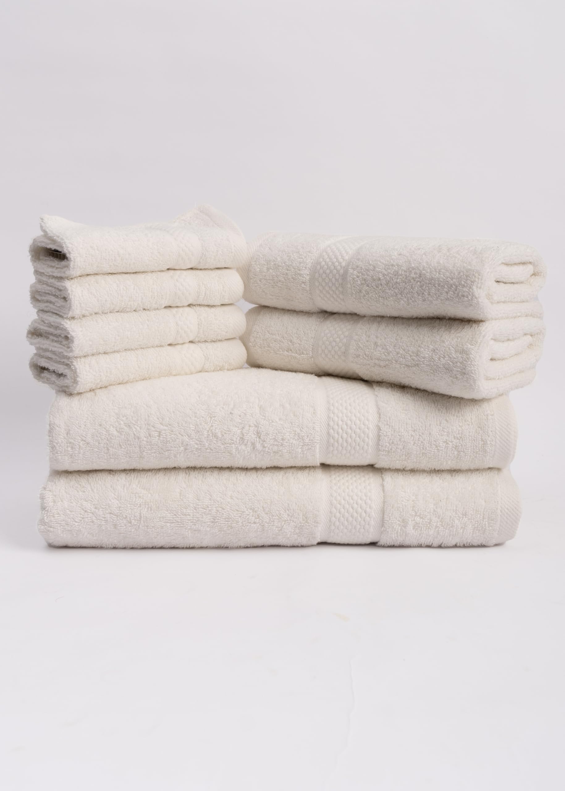 Serviettes de bain super absorbantes en coton 450g/m² blanc | Set textile de 8