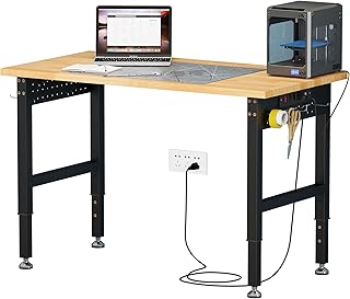 SPECRAFT Adjustable Heavy Duty Workbench with 4 AC Outlet and 2 USB Port...