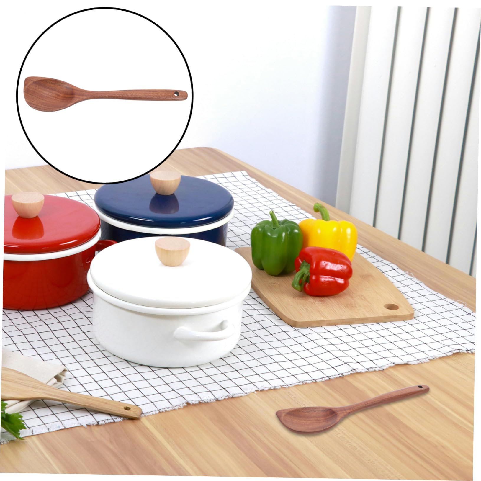 ABOOFAN 4 Piezas Cuchara de bocina de teca japonesa cuchara de madera antiadherente cucharones de madera para cocinar cucharón de sopa Marrón