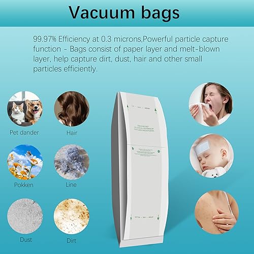 Miniatura 4 de Paquete de 6 bolsas de vacío tipo A 308814700 para aspiradora real, bolsas de repuesto para aspiradoras verticales, bolsas de polvo compatibles con