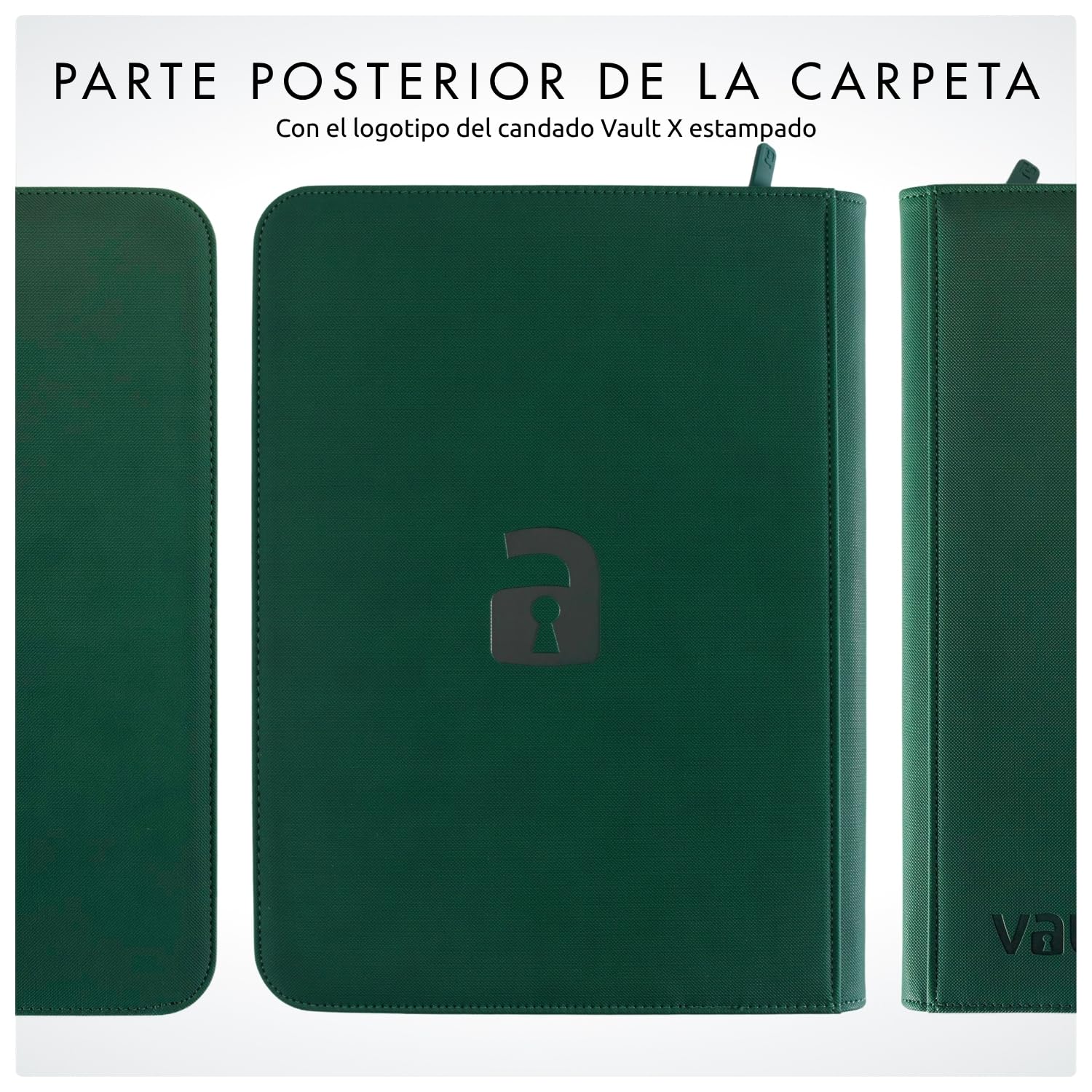 Vault X Álbum Exo-Tec con Cremallera, para 360 Cartas Coleccionables, 9 Bolsillos, 20 Páginas de Carga Lateral (Verde)