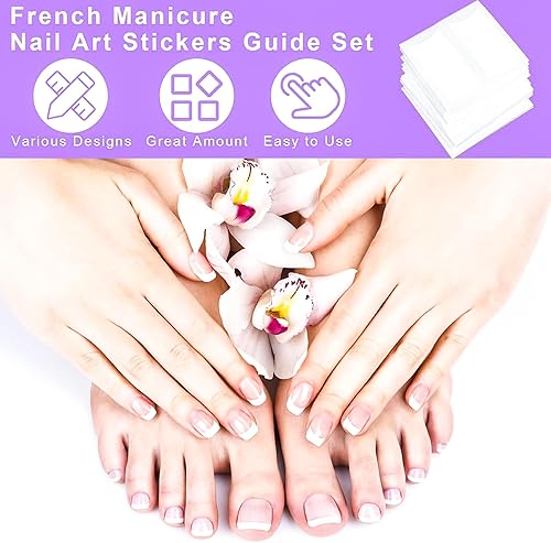 Miniatura 4 de 2880 piezas de puntas francesas, plantillas de uñas, diseño de uñas en forma de luna, calcomanías de uñas francesas autoadhesivas, tiras de manicura