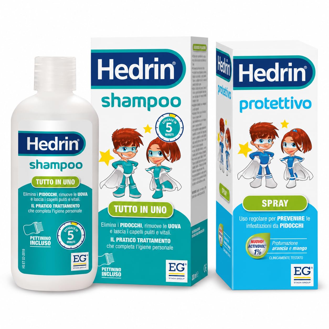 HEDRIN Shampoo Antipidocchi | Elimina Pidocchi e Lendini in 5 Min -200 ml + HEDRIN Protettivo Spray Previene le Infestazioni da Pidocchi, 200 ml