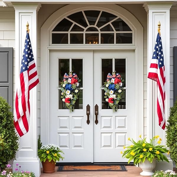 Patriotic Floral Teardrop Wreath Set