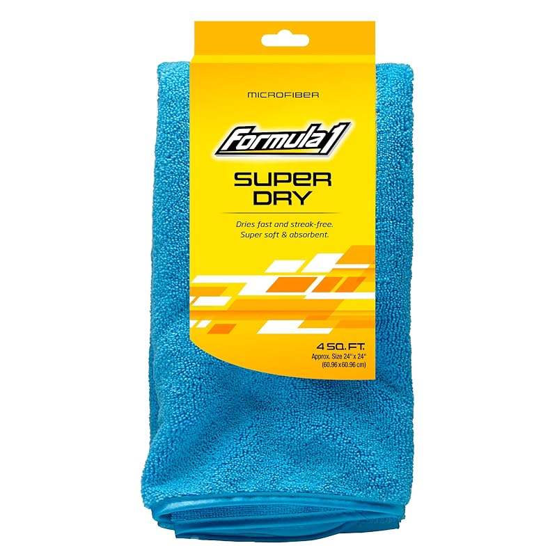 Toalha de Microfibra para Secagem Automotiva Formula 1 Super Dry 330 GSM, Dupla Espessura, 61 x 61 cm, 1 unidade