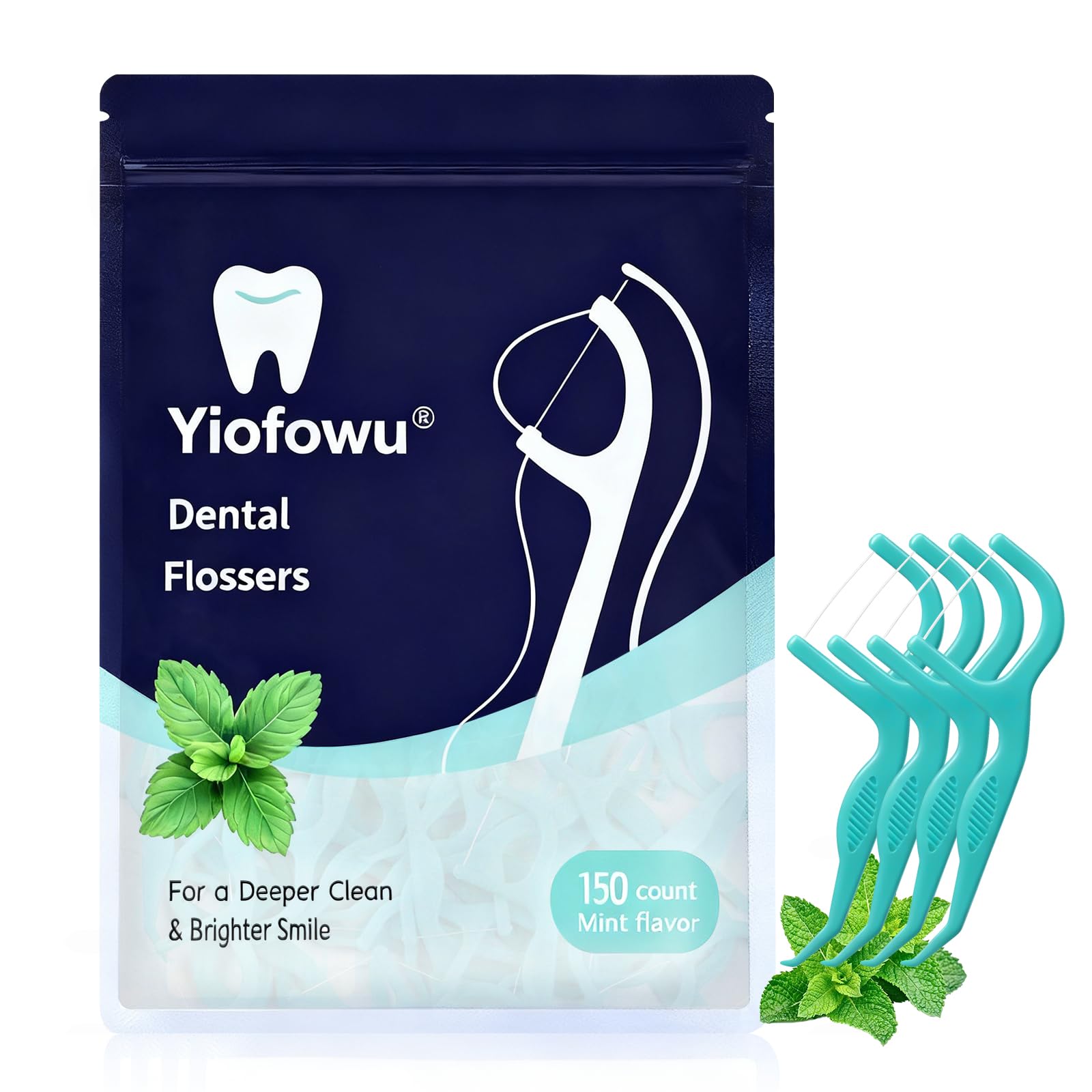 Dental Floss Picks - 1 Pack of 150 Picks - Thin Shred-Resistant Thread for Tight Gaps Dental Flossers