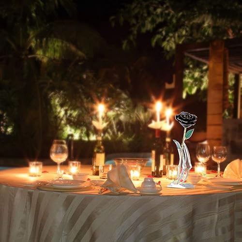 Miniatura 8 de Flor de rosa real bañada en plata, regalo de rosa preservada para siempre para amantes, mamá, esposa, hija, novia, regalo único en el día de San