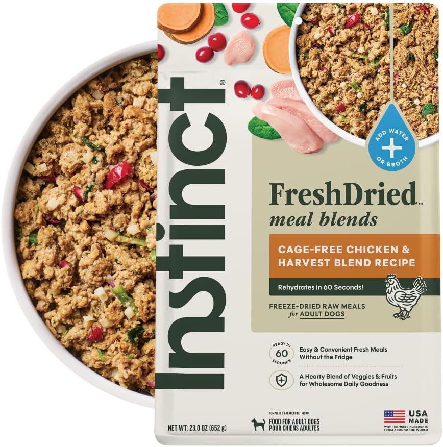 Instinct FreshDried Meal Blends, Freeze Dried Dog Food, Grain Free - Chicken & Harvest Blend, 23 oz. Bag