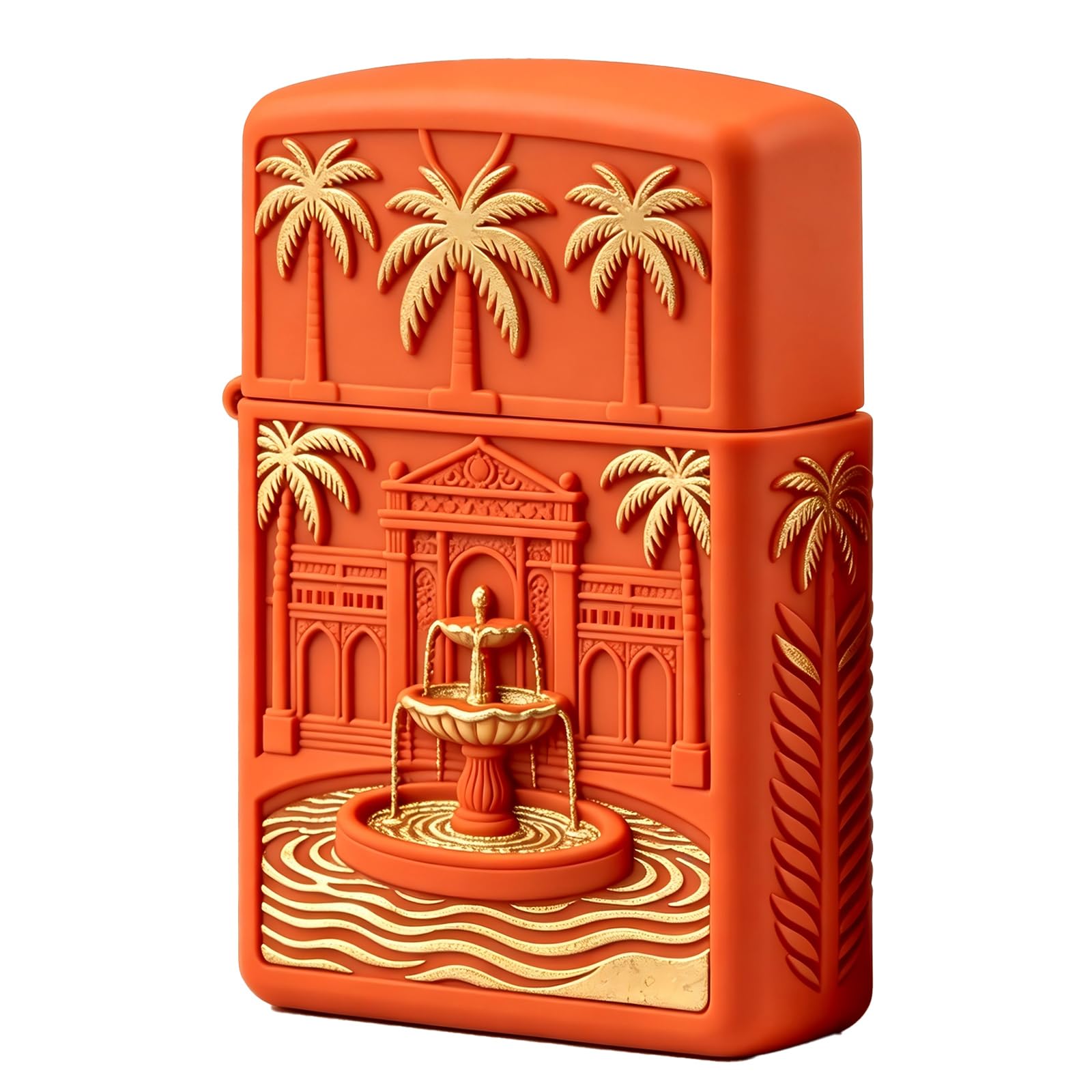 Reusable Fountain Palace Carved Kerosene Lighter Vintage Wheel Grinding Flip Top Lighter for Outdoor Camping (D)