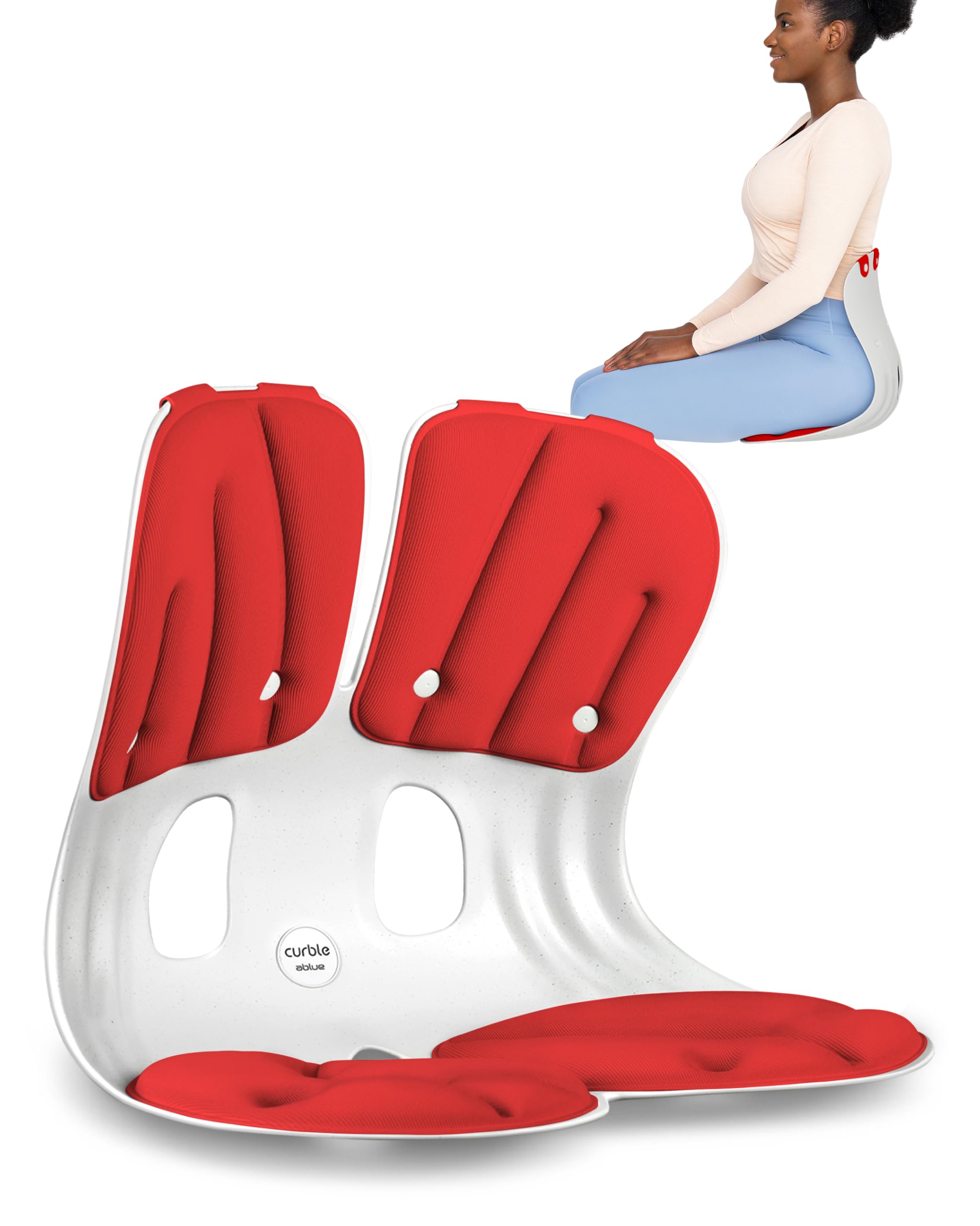 Grand(Extra Wide & Sturdy) – Ergonomic Back and Lumbar Support for Good Posture Correction and Back Pain Relief, Perfect for Office, Floor Seat, and Work from Home, Patented (Red)