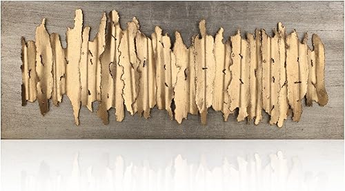 Pelopy Decoración artística de pared dorada y plateada de 27.5 x 11.4 pulgadas, moderna escultura abstracta de metal para colgar en la pared para