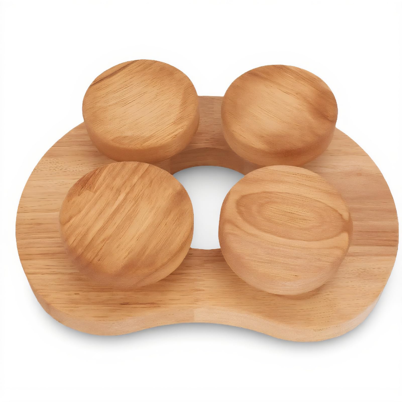 Jectse Sauna-Kopfstütze aus Holz, Drehbares Nackenkissen aus Eichenholz mit 4 Konkaven Oberflächen Zur Kopfentspannung und Linderung von Schulterschmerzen