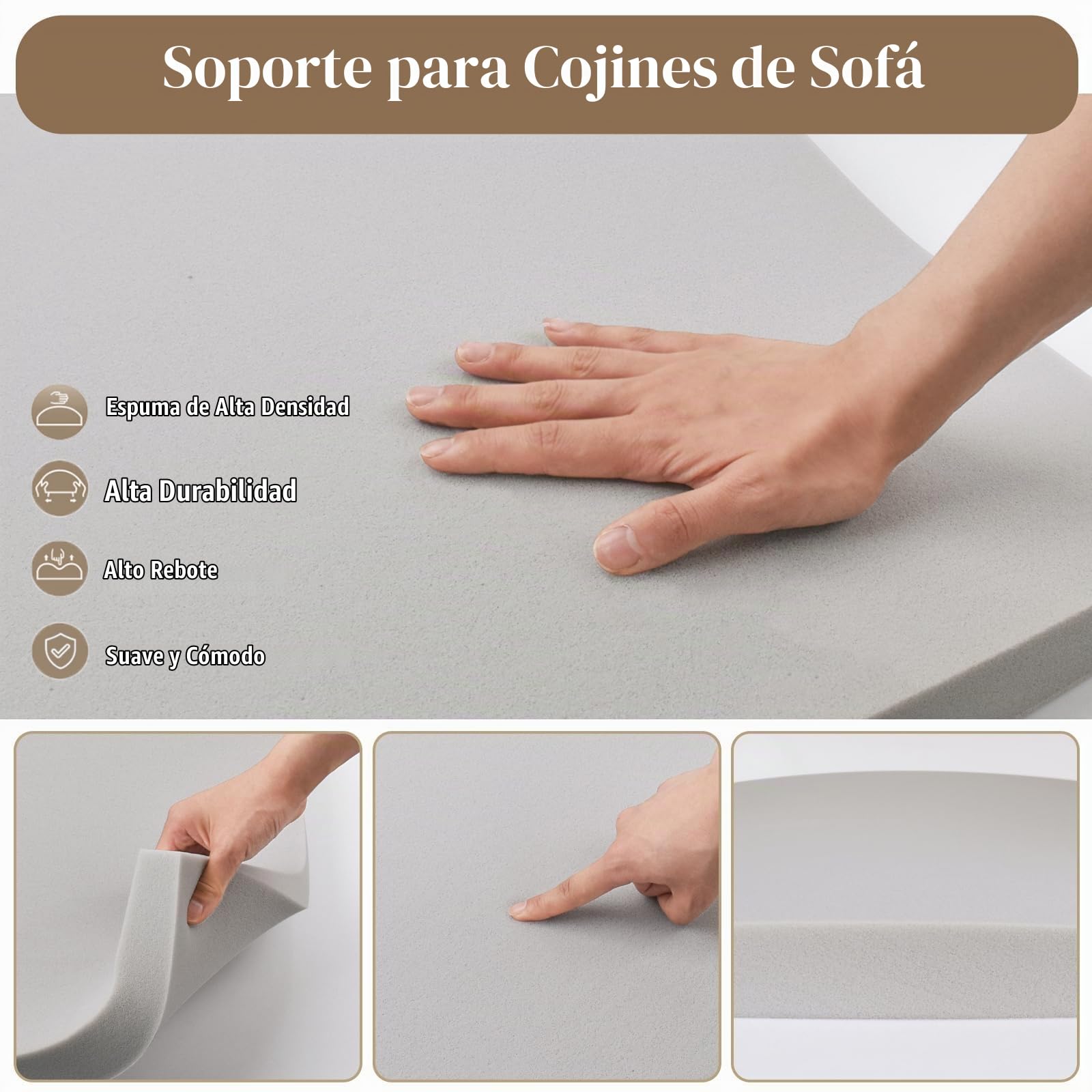 Espuma de Relleno de Alta Densidad, Espuma para Reparar sofás, cojín Multifuncional para Asientos, para Relleno de Sofás, Sillas, 50 x 50 x 5 cm, 4 Piezas