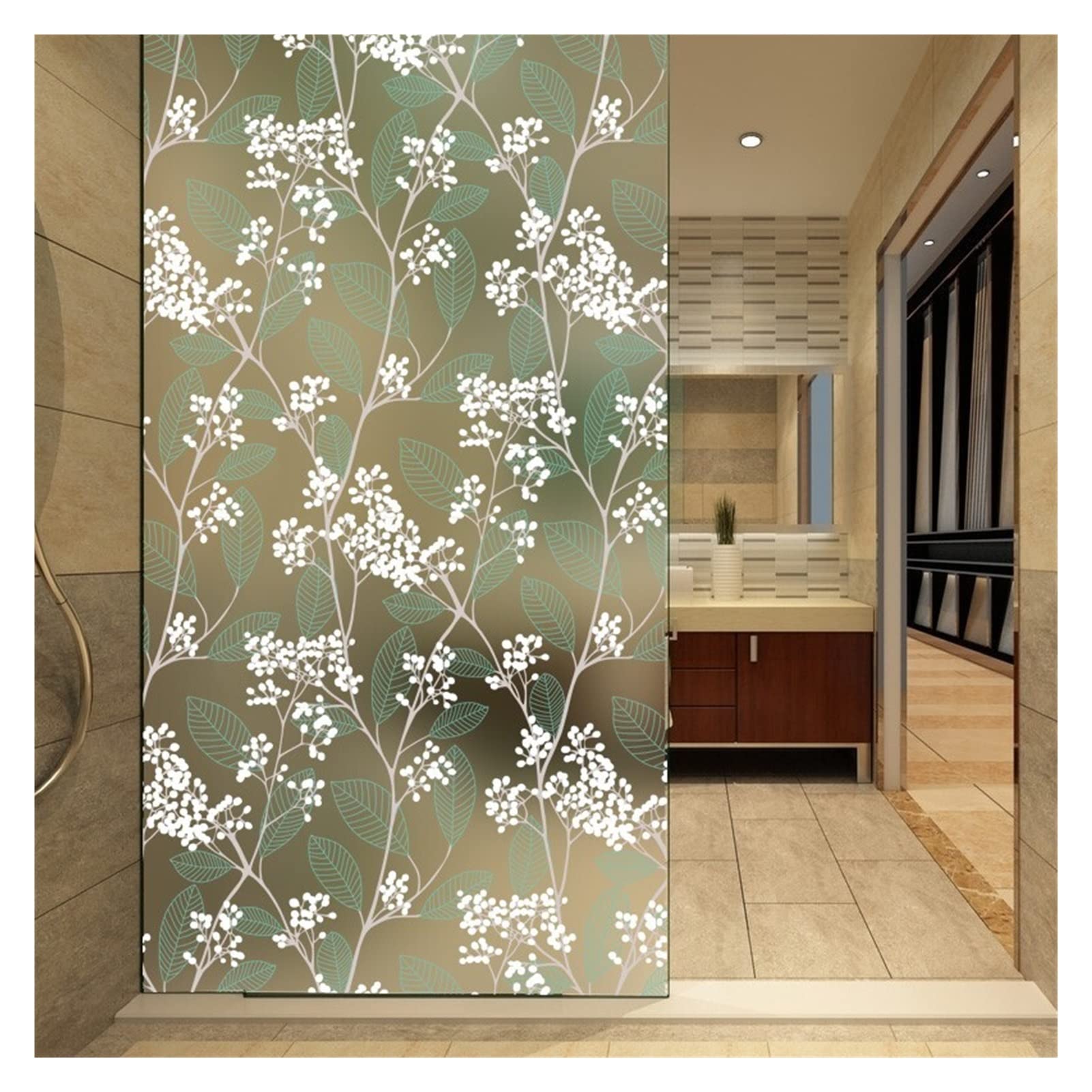 Mattmattierte Buntglas-Fensterfolie | Mehrfarbige Multisize-Fensteraufkleber: Matter, mattierter Buntglas-Dekorationsaufkleber(Green,60 x 500 cm)