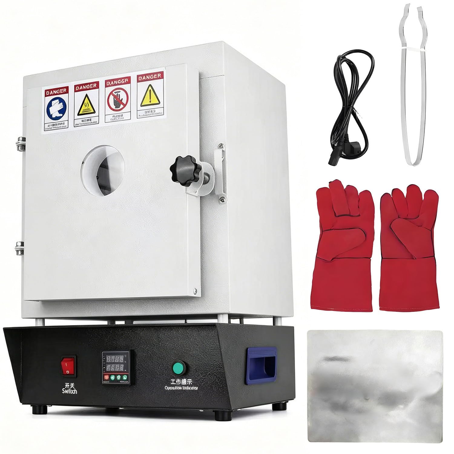 Keramikbrennofen Elektrisch, 1750 Brennofen Ton Keramik Zuhause, 0–1150 °c Einstellbar, Dreiseitige Beheizung, Mit LED-Display Und Beobachtungsfenster, Pid-Digitalregelung