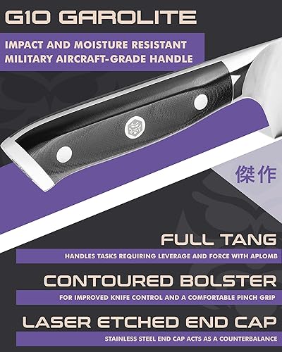 Vista 121 de KESSAKU Nakiri - Cuchillo de 7 pulgadas - Serie Dynasty - Cuchillo asiático para verduras - Cuchillo de cocina afilado - ThyssenKrupp forjado