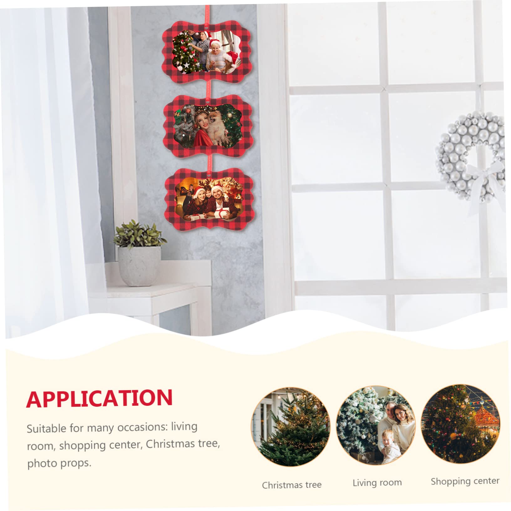 Cabilock 36piezas Marco De Colgante para Árbol De Navidad Adorno De Decoración Navideña Marco De Personalizable y