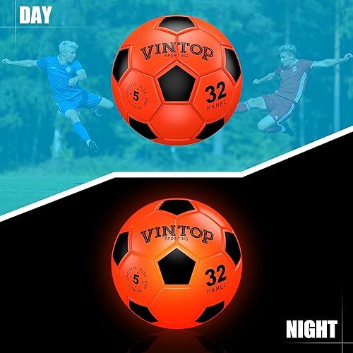Miniatura 6 de Balón de fútbol que brilla en la oscuridad para niños de 8 a 12 y 15 años, pelota de fútbol con luz LED con bomba para interiores y exteriores,