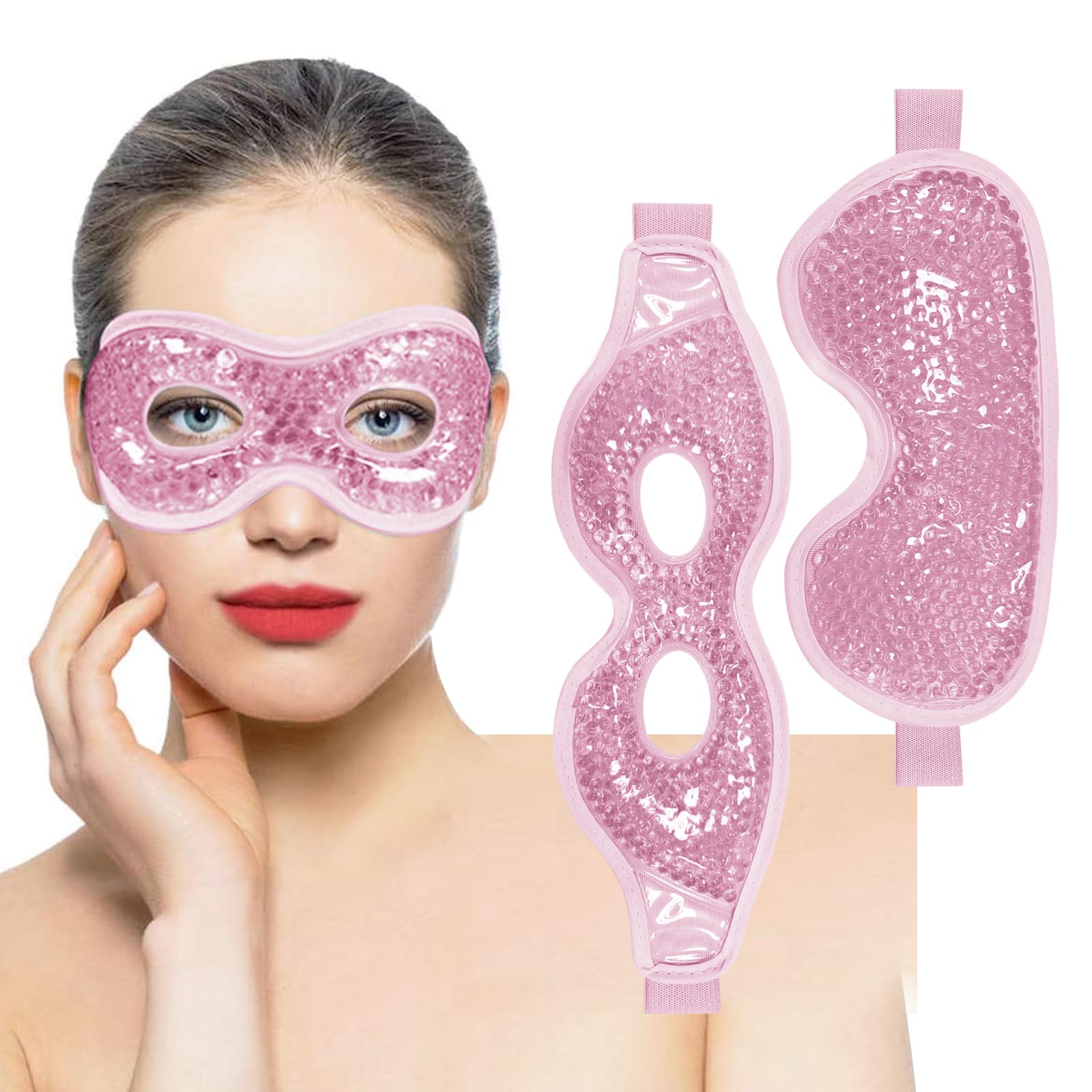 Cooling Gel Eye Mask with Eye Holes, 2 PCS Cold Eye Packs for Puffiness & Swelling, Reusable Hot Cold Compress Heat Ice Gel Pack, Purple and Pink — Amazon image 12