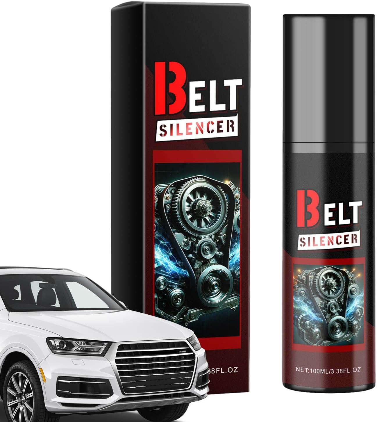 100ml Car Belt Noise Spray - Automotive Belt Spray- Anti-Age Friction Reducer, Prolongs Belt Life Spray- Dressing | Automobile Engine Belt Silencer, Anti Age Belt Life Protective Friction Reducer