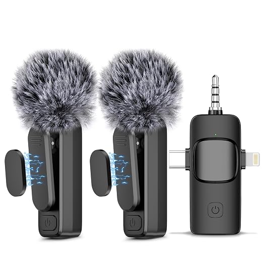 Wireless lavalier microphone for iphone15,android phone,laptop,pc,professional mini microphone with noise reduction,lapel microphone for video vlog,interviews,live streaming,tiktok,youtube,2pack