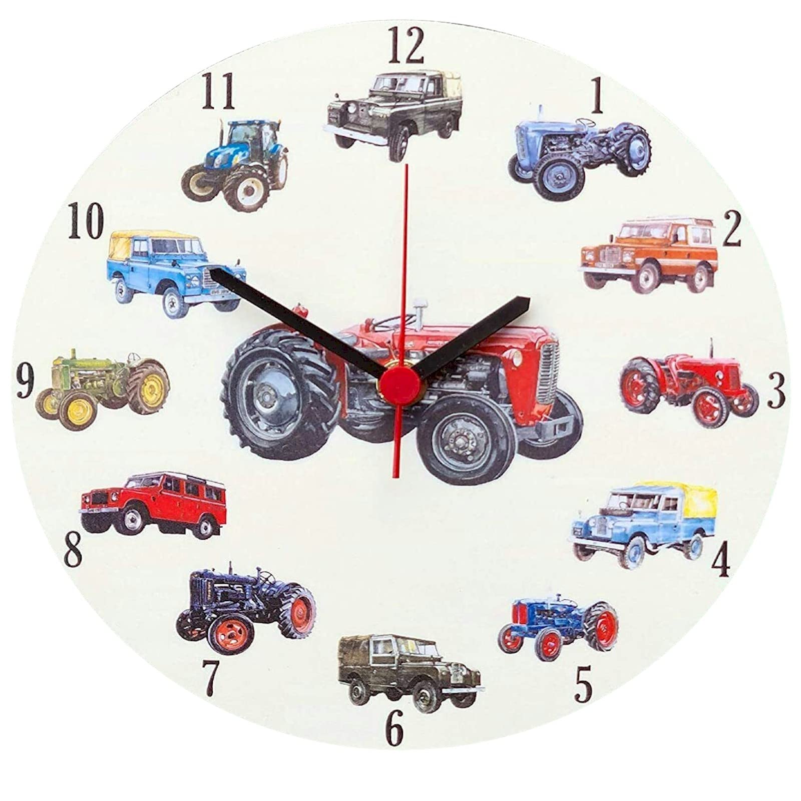 Multicolor Lark Rise Designs Round Red Massey Tractor And Landy Wall Clock
