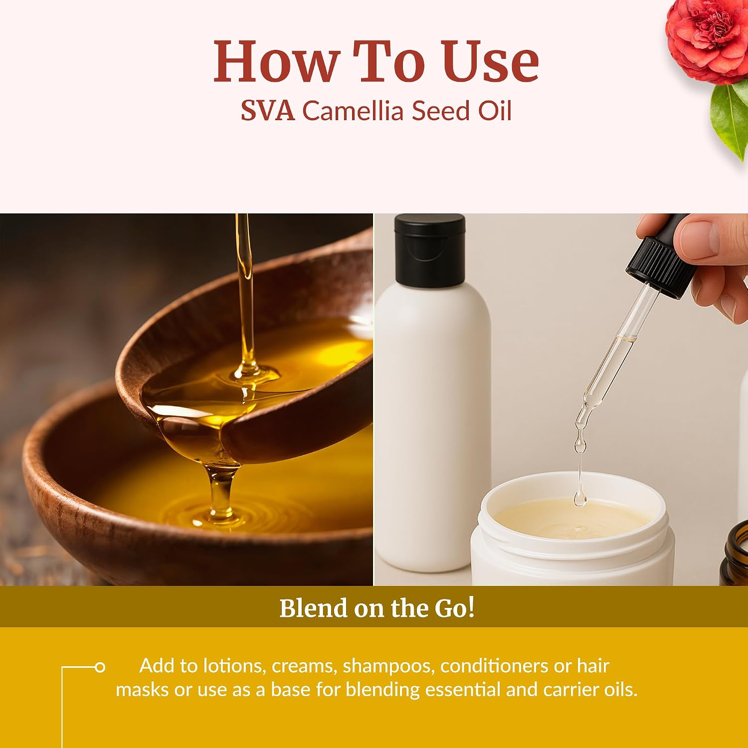 SVA Organic Camellia Seed Carrier Oil with Dropper, 4 Fl Oz (118 ml)