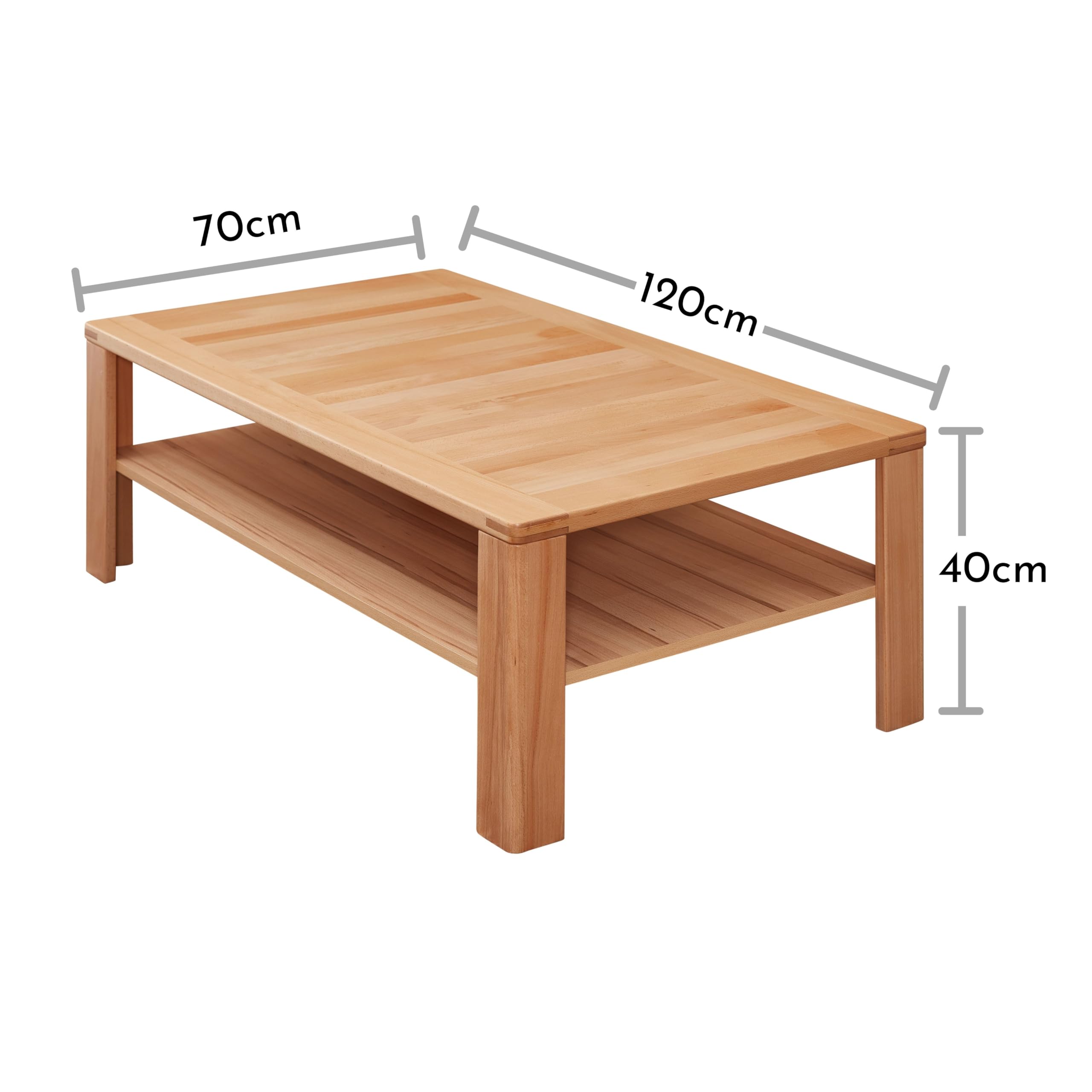 Stella Trading COLE - Tavolino da salotto in legno massiccio di acacia con struttura in metallo nero - tavolino da divano naturale per la vostra casa, 100 x 45 x 65 cm