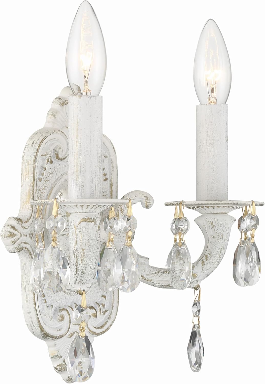 Paris Market 2 Light Spectra Crystal Antique White Sconce