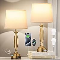 Vista 9 de Seealle Juego de 2 lámparas blancas para dormitorio, lámpara de noche de control táctil con USB C+A, lámparas de mesita de noche regulables de 3