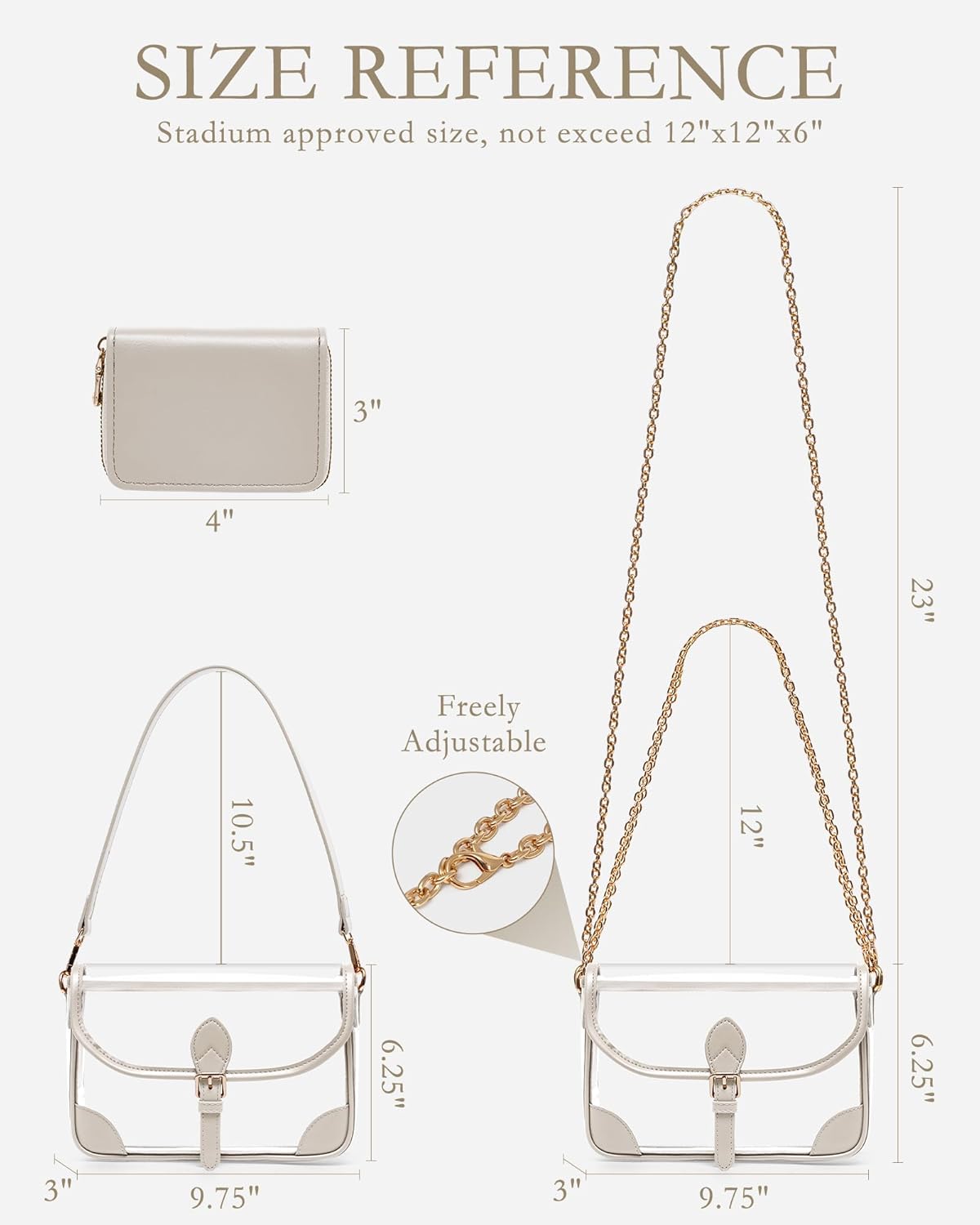 LONG VACATION Clear Bag for Stadium Events Shoulder Bag for Women, Clear Purse with Card Holder for Stadium Concert Travel - Image 7