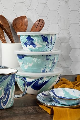 Vista 20 de Golden Rabbit Enamelware Appetizer Plates, 6 inch, Sea Glass, Set of 4