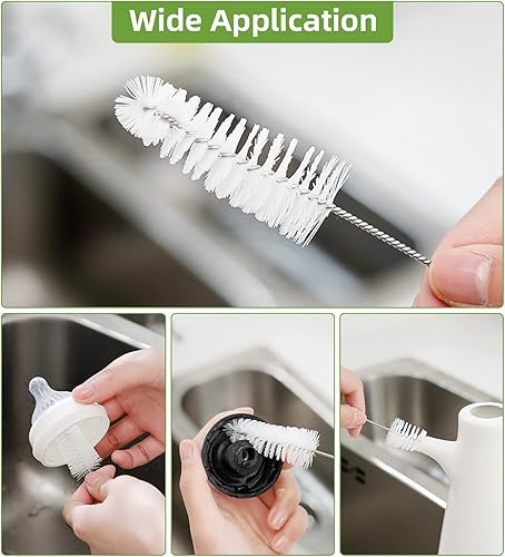 Miniatura 3 de SUBEKYU Cepillo para biberones, cepillo para biberones con pezón y popote para limpiar botellas de agua, 4P