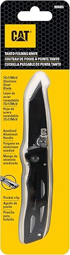 Miniatura 7 de Cat Cuchillo plegable Tanto de 6-1/2 pulgadas con hoja de acero inoxidable 7Cr17MoV, mango de aluminio anodizado negro, pernos dobles para el pulgar