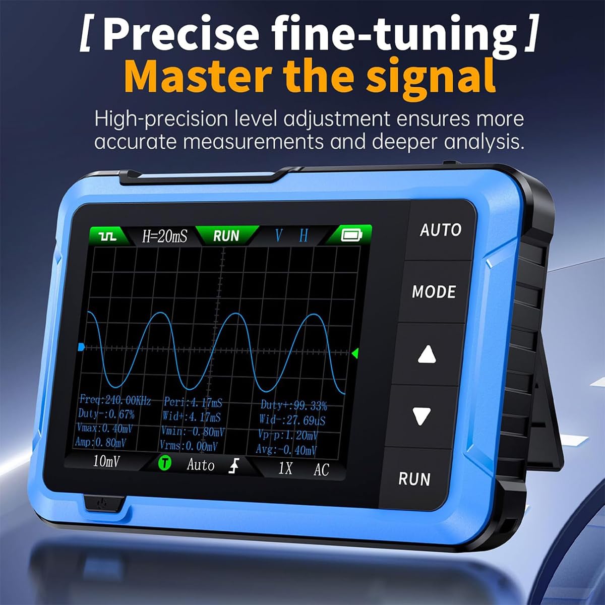 DollaTek Mini-Handoszilloskop mit intelligentem Digitaldisplay Multifunktions-Signalgenerator 2-in-1 Abtastrate 48 MS/s Echtzeit-Wellenform-Updates tragbares Oszilloskop