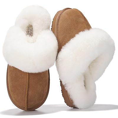 Project Cloud Genuine Leather Slippers for Women Footwear with Genuine Fur Lining Womens Clogs & Mule - Non-Slip Indoor/Outdoor Scuff Womens Slippers with Memory Foam Insole (Henka)