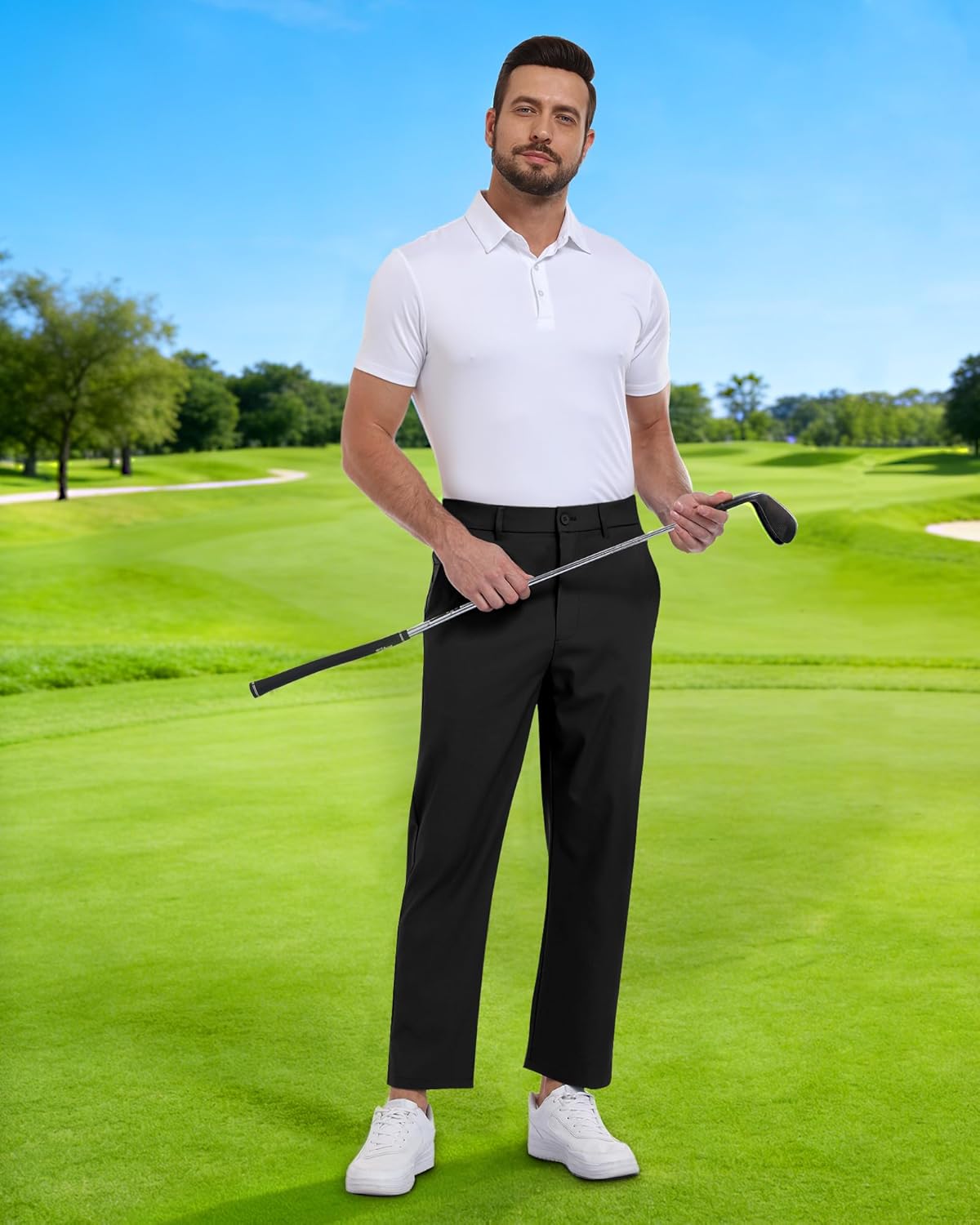 Mens Golf Pants Stretch Dress Casual Pants 28"/30"/32"/34" Quick Dry Lightweight Slacks for Men Trousers with 6 Pockets