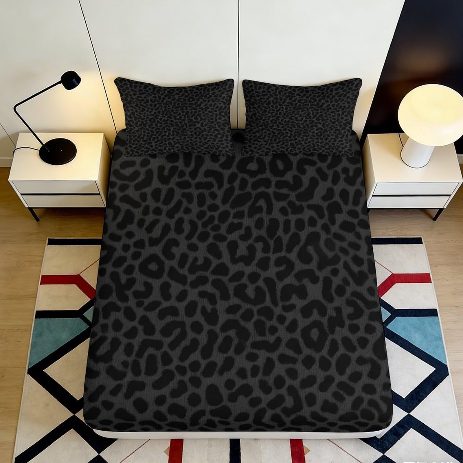 Uynsixtme Style-10 3D Printed Leopard Fitted Sheet Microfiber Deep Pocket Non-Slip Leopard Mattress Fitted Cover Washable Bedding For Home Use 200X200x25cm