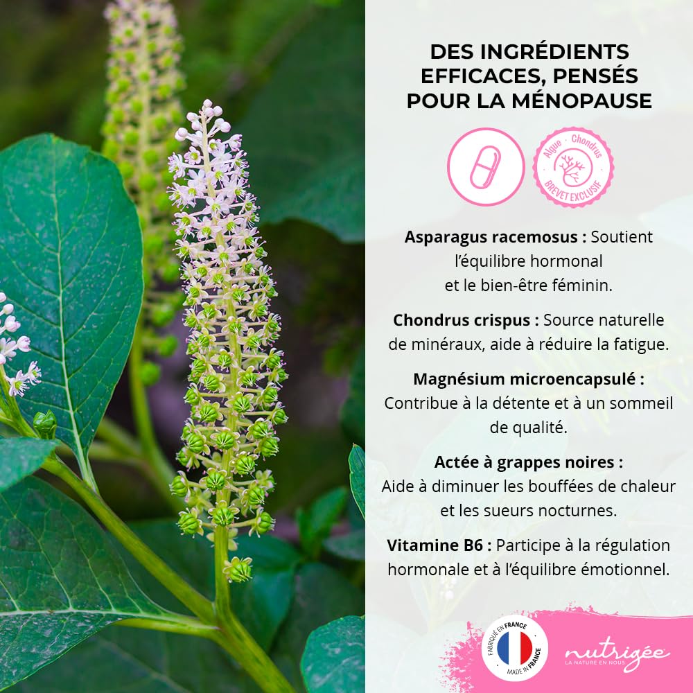 Nutripause - complexe ménopause & post-ménopause ultra-complet 90 gélules – soulage bouffées de chaleur, sueurs nocturnes, nervosité, sommeil – fabriqué en france
