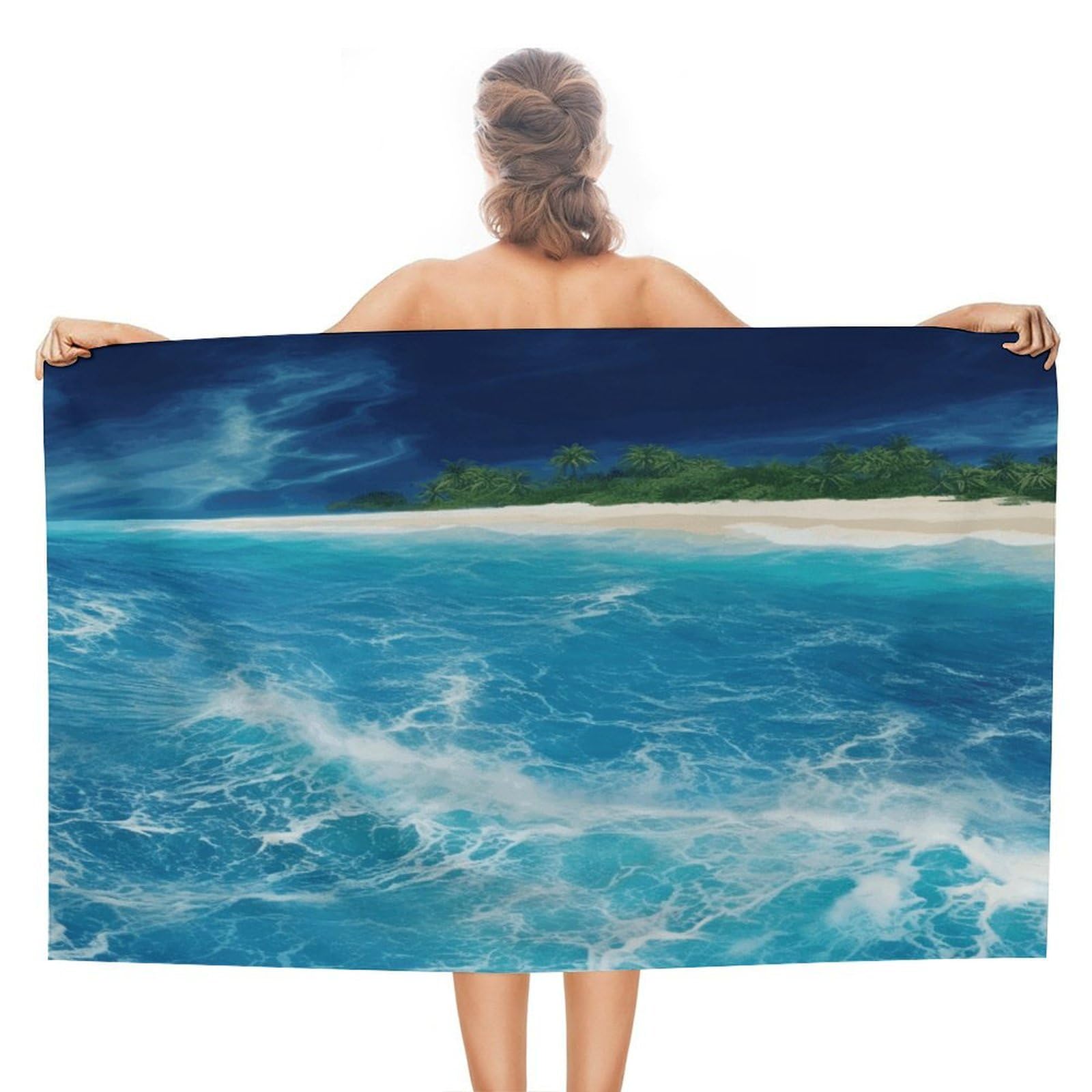 VstaDank Tropical Ocean Beach Theme Bath Towel Stylish Double-Faced Pile Travel Towel Soft Absorbent Beach Towel for Pool Swim Sports Camping Adults Gift 51X31 Inch