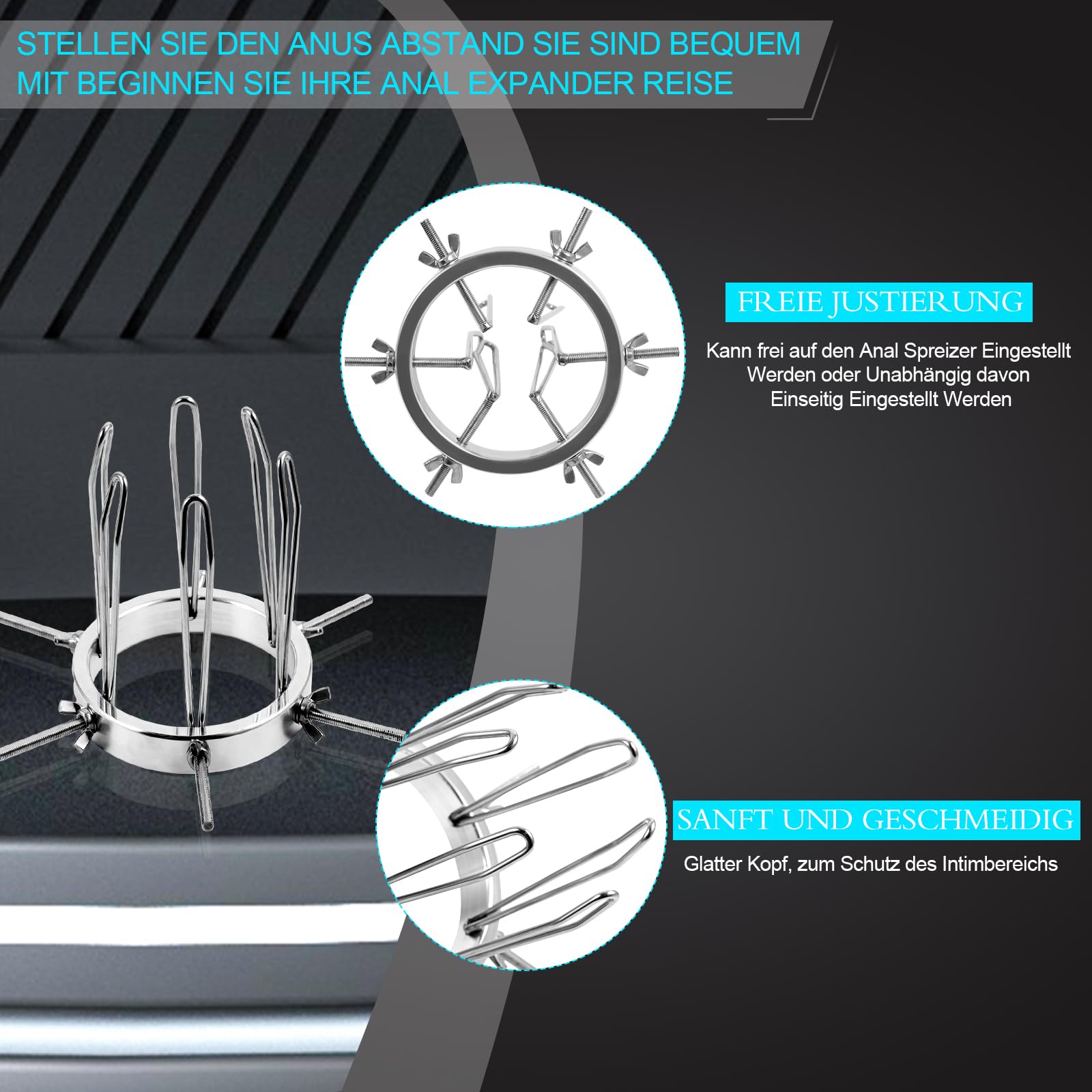 AMAZBEE Dilatatori vaginale in metallo Plug anale, donne 4 viti/6 viti in acciaio inox dilatatore anale, dilatatore anale regolabile Labia Expander, SM Bondage Sex Toys per gli uomini (4 Screws)