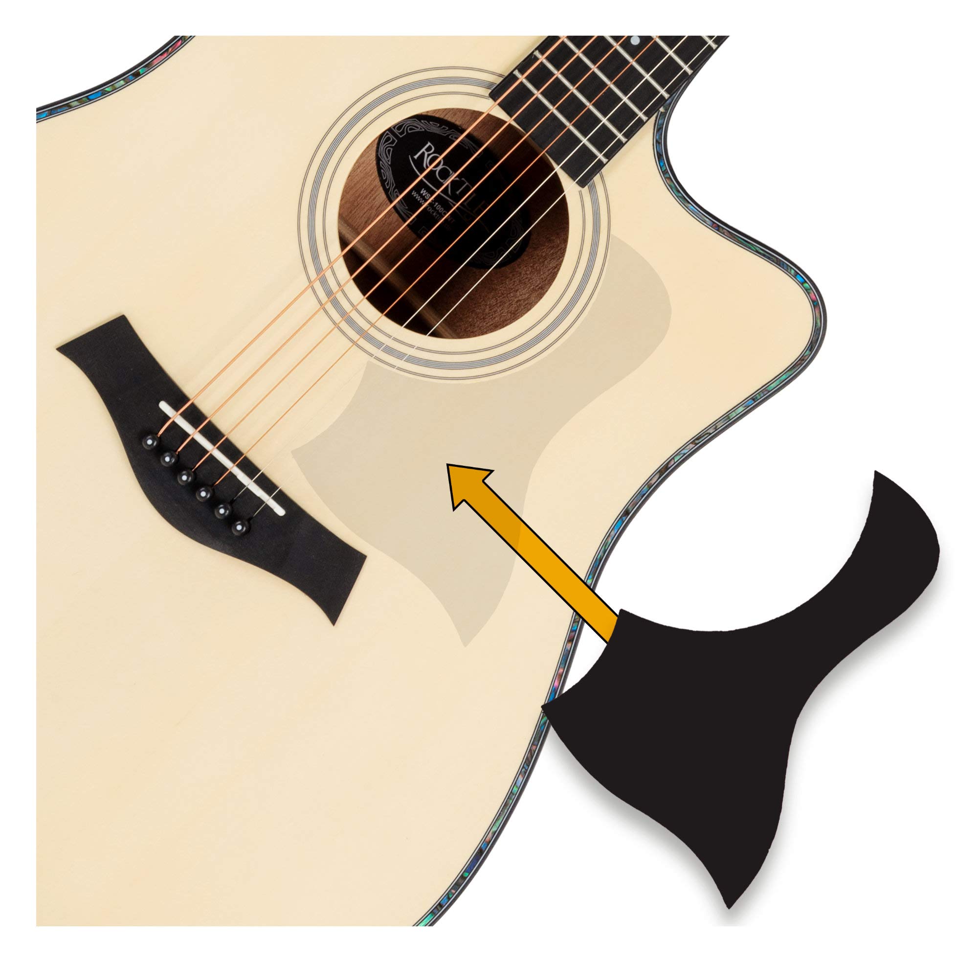 Rocktile WSD-100C NT Set de Inicio Guitarra Western, Tapa: Picea, X-bracing | Forma del cuerpo: Dreadnought de hombros cuadrados con cutaway, Fondo y aros: Caoba, Mástil: Okoume, Puente: Nogal, 5 cm