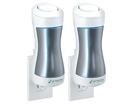 Guardian Technologies GG10002PK GermGuardian GG1000 Pluggable UV-C Sanitizer and Deodorizer, Kills Germs, Freshens Air and Reduces Odors from Pets, Smoke, Mold, Cooking and Laundry, 2-PACK