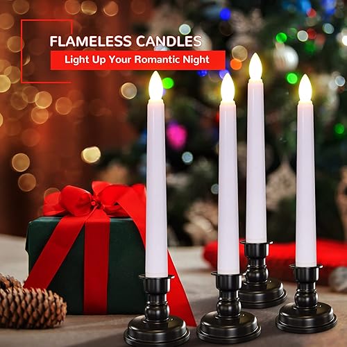 Miniatura 6 de PChero - Velas LED con temporizador, paquete de 6 velas de ventana parpadeantes sin llama con control remoto y portavelas, ideales para Acción de